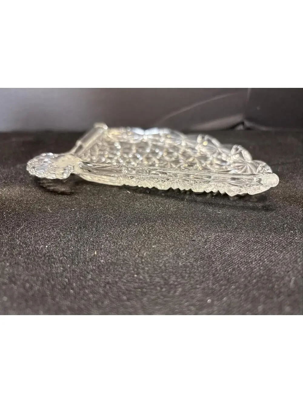 VTG Clear Glass Fan Plate Vanity Tray Trinket Dish Avon Great For Jewelry USA